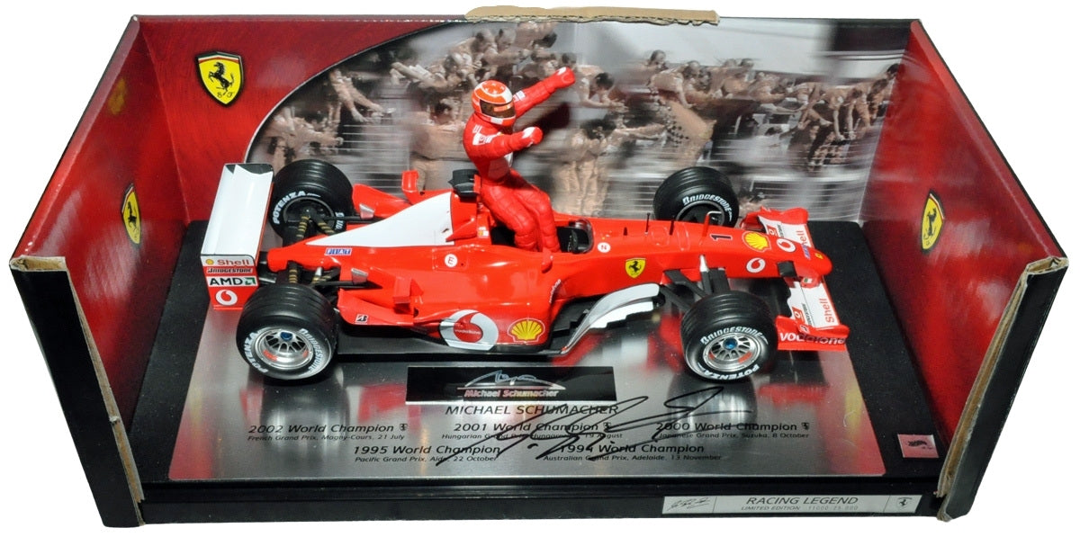 Michael Schumacher Signed 1/18 Hot Wheels 5 Times F1 World Champion Model